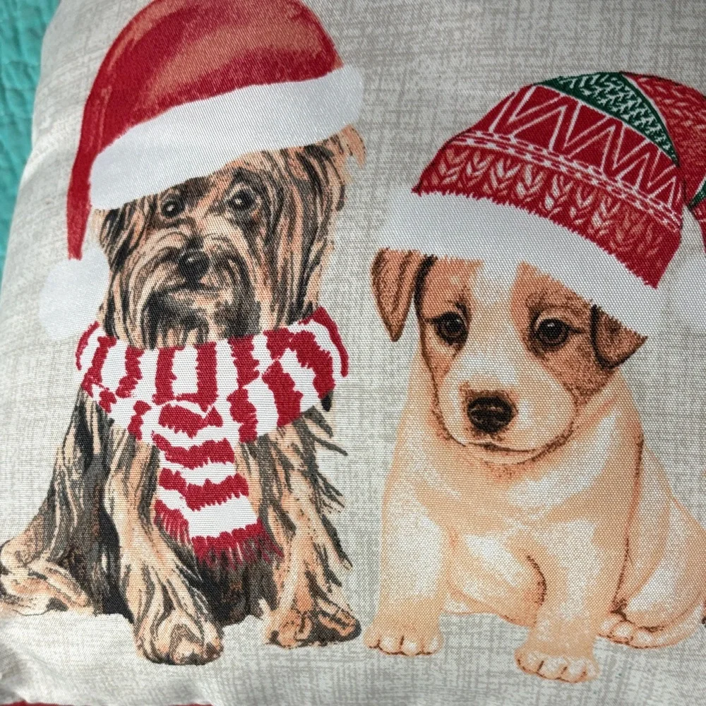Festive Dog Holiday Pillow Cover